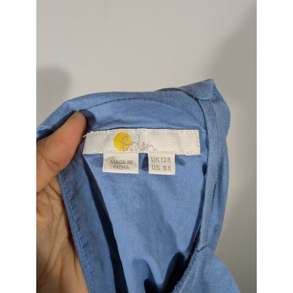 Boden Womens Blue Linen Sleeveless Maxi A Line Riviera Dress Sz 8 Preppy Coastal - Picture 3 of 9